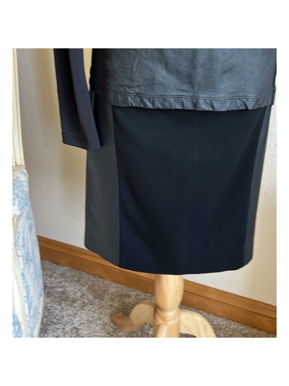 NWOT Lafayette 148 New York Leather Combo Skirt Size 10 Black